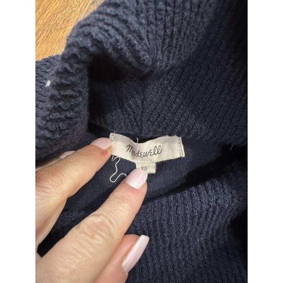 MADEWELL Women's Sweater Navy Blue Cowl Neck w/ Tie Cuffs, Size Extra Small XS - Picture 4 of 6